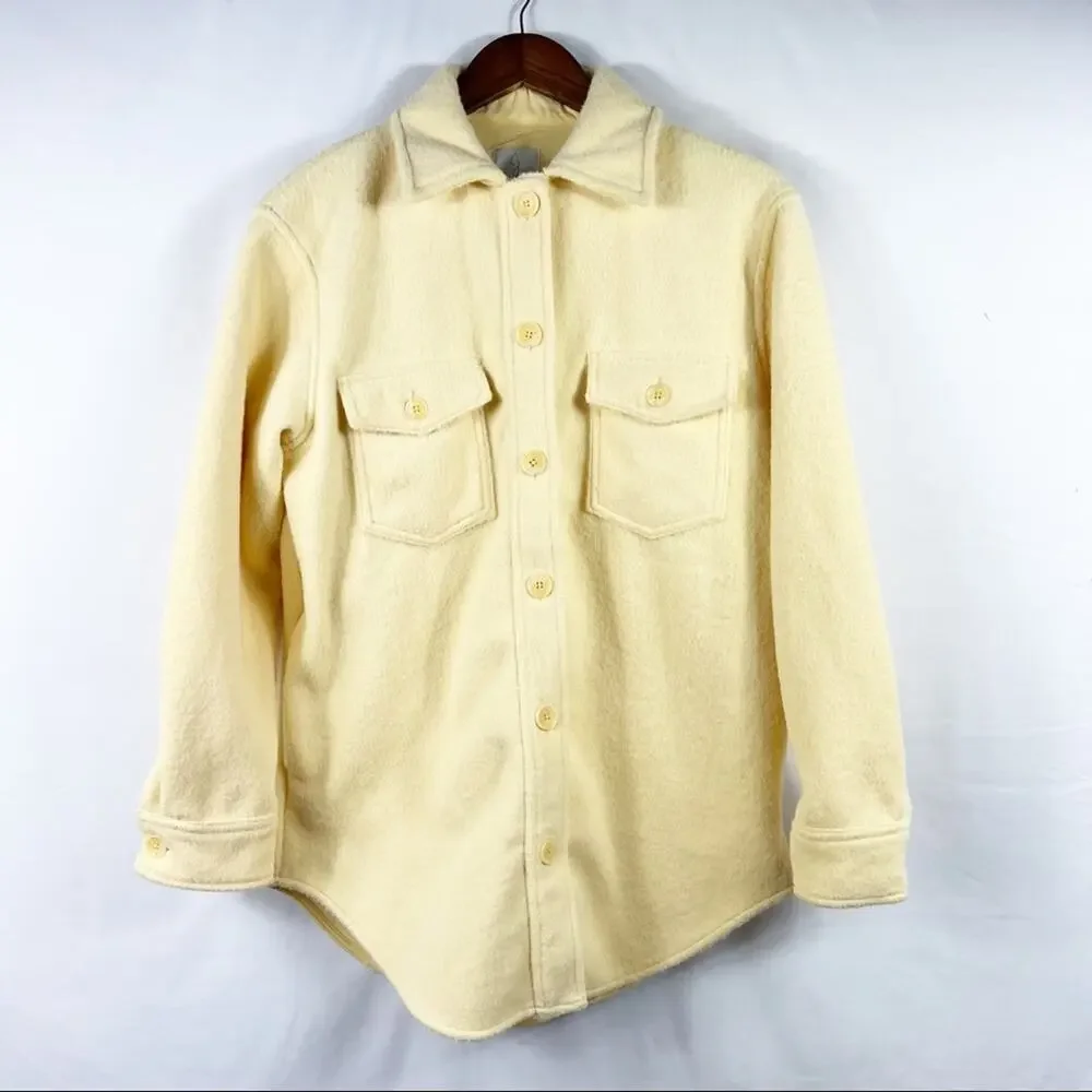 JOIE Pale Yellow Teddy Oversized Shacket NWT in Size Small